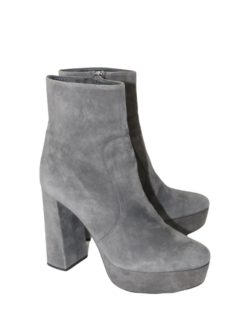 Prada Women's Gray Suede Platform Ankle Boots